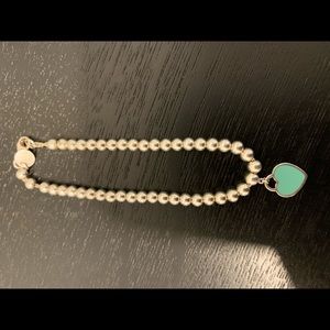 Silver Bracelet with blue heart